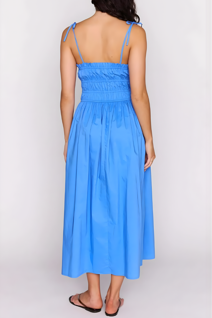 Liana Cotton Tie Detail Midi Dress