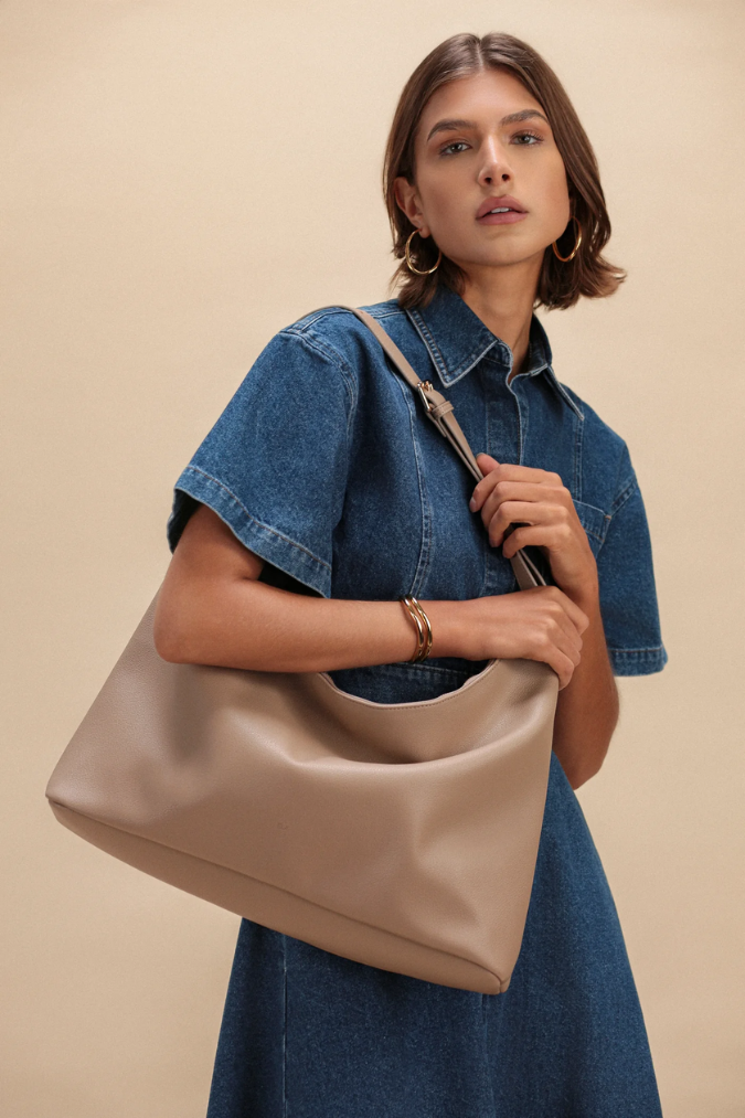 Triangle Bag | Taupe Pebble