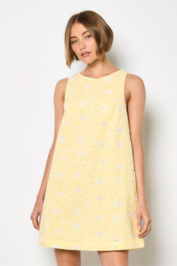 Floral Embroidered Shift Mini Dress By Grace Floral Embroidered Shift Mini Dress By Grace