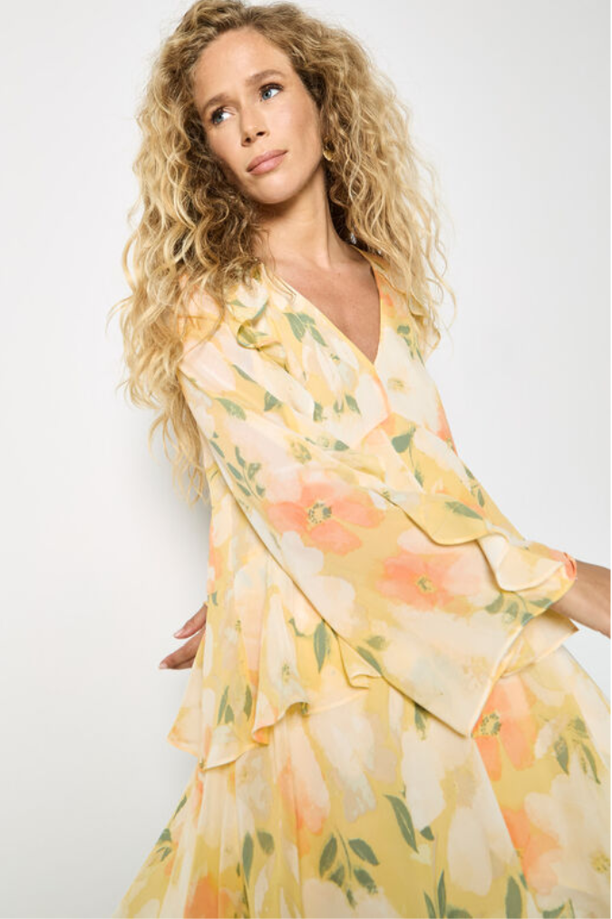 Floral Chiffon Ruffle Mini Dress