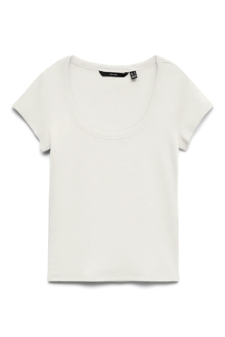Chloe U-Neck Ribbed Tee | White