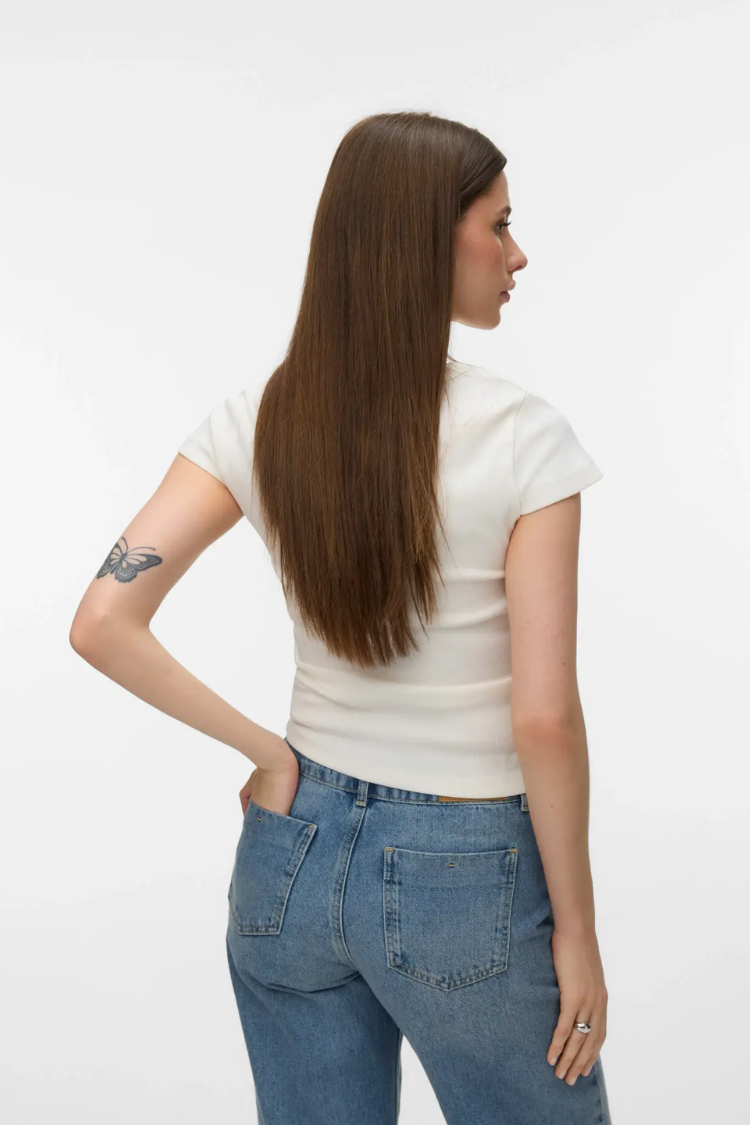 Chloe U-Neck Ribbed Tee | White