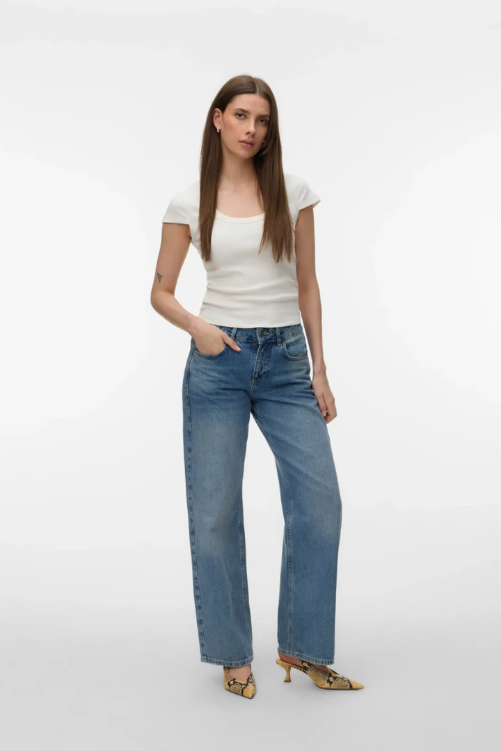 Chloe U-Neck Ribbed Tee | White