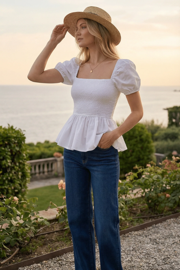 Sera | Cotton Poplin Peplum Blouse