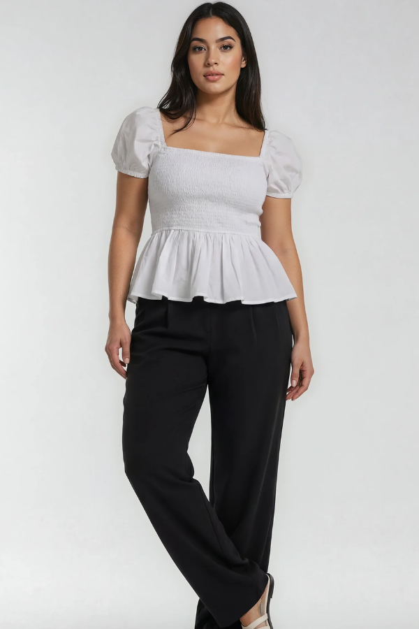 Sera | Cotton Poplin Peplum Blouse