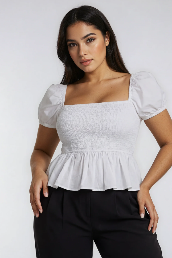 Sera | Cotton Poplin Peplum Blouse