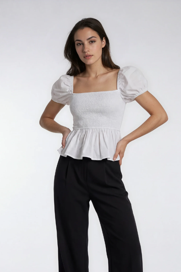 Sera | Cotton Poplin Peplum Blouse
