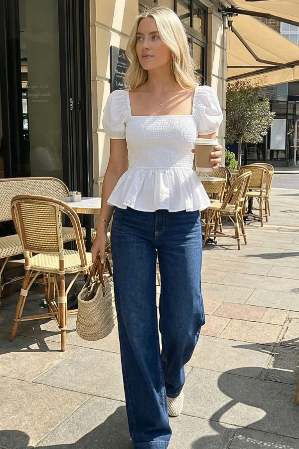 Sera | Cotton Poplin Peplum Blouse