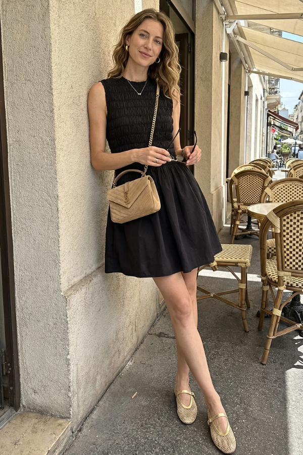 Prim | Structured Sleeveless Ruched Mini Cocktail Dress In Black