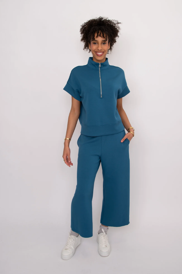 Scuba Soft Knit Victoria Cropped Pant | Boarder Blue
