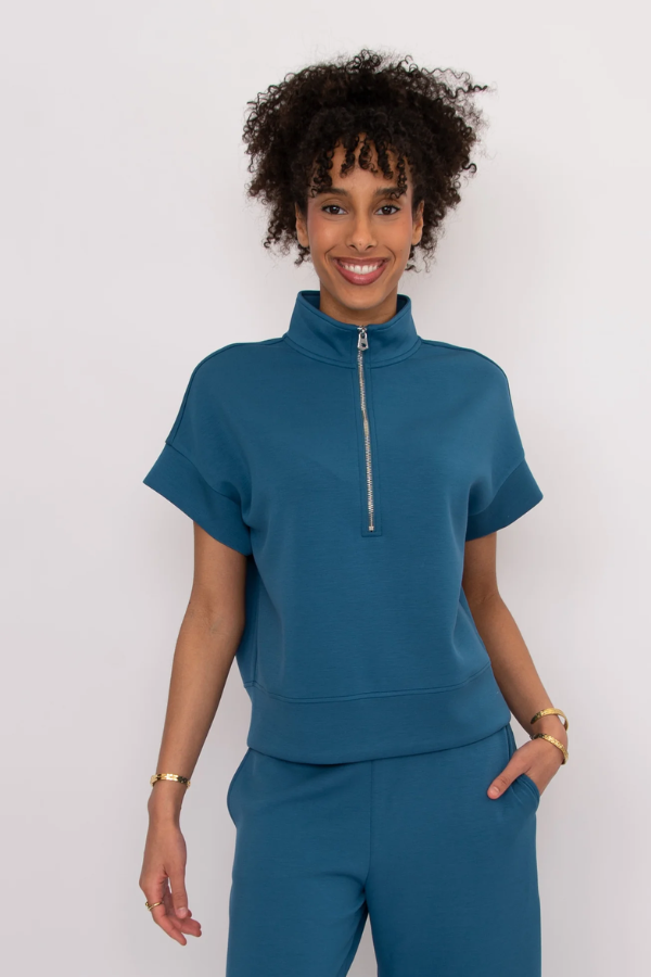 Scuba Soft Knit Half Zip | Boarder Blue