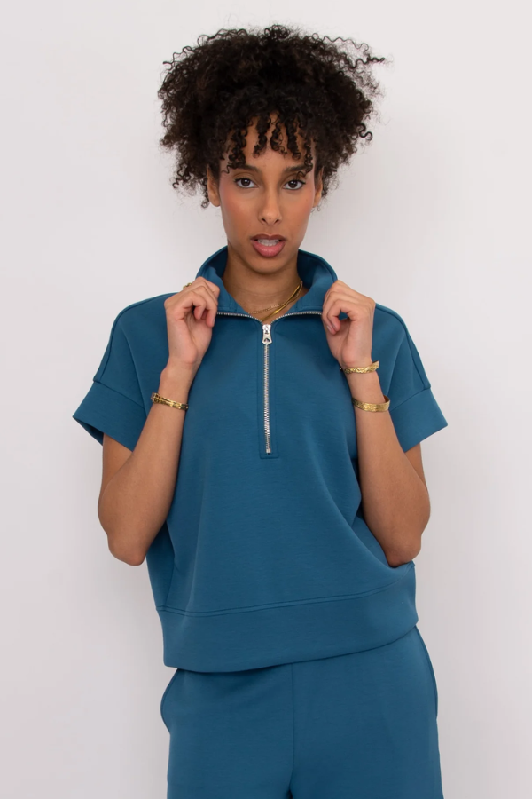 Scuba Soft Knit Half Zip | Boarder Blue