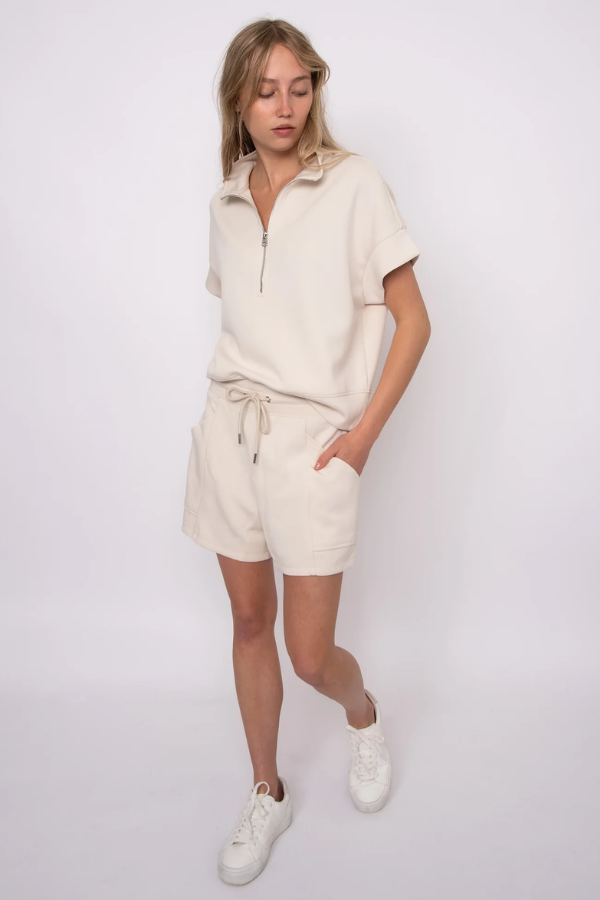 Scuba Soft Knit Half Zip | Stone