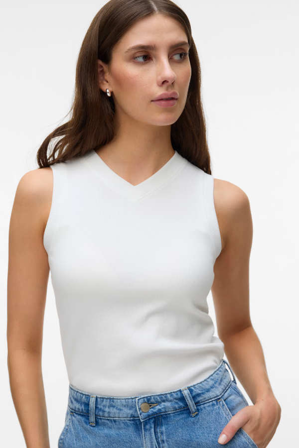 COLBIE V-Neck Tank Top | White