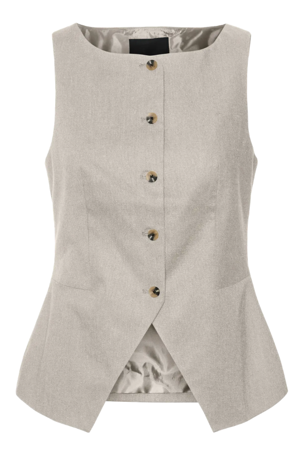 Pam Linen Tailored Vest | Pumice Stone