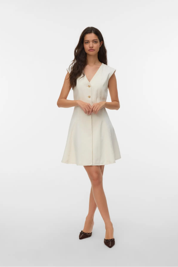 Malle Ecru Cotton Denim Dress