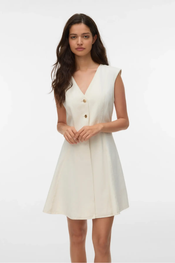 Malle Ecru Cotton Denim Dress