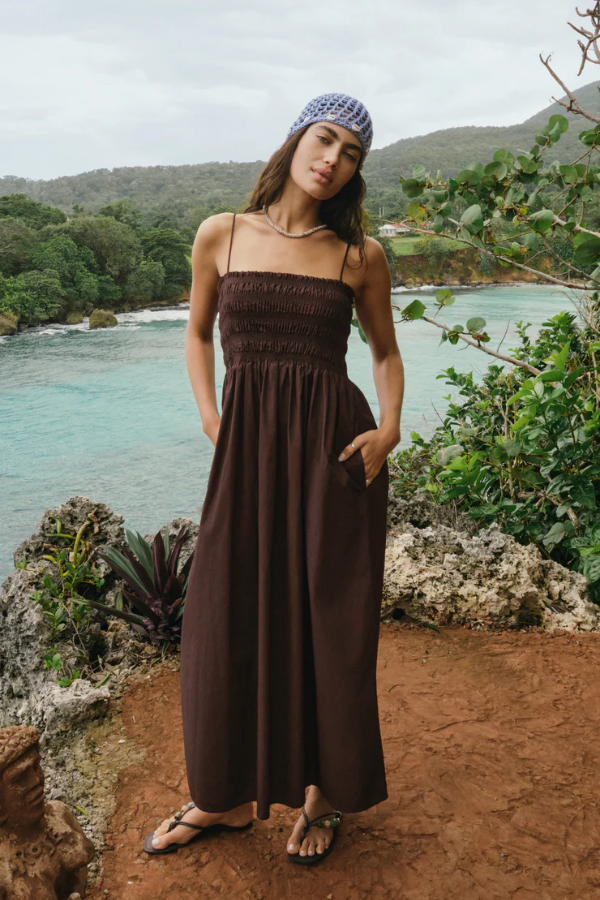 Cornelia Poplin Maxi Dress | Chocolate Cherry