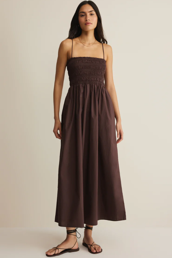 Cornelia Poplin Maxi Dress | Chocolate Cherry