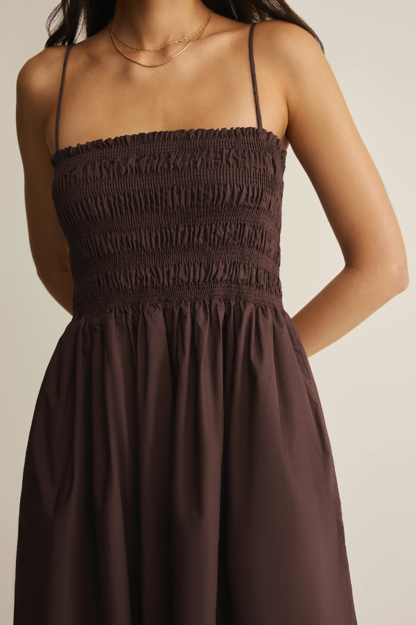 Cornelia Poplin Maxi Dress | Chocolate Cherry