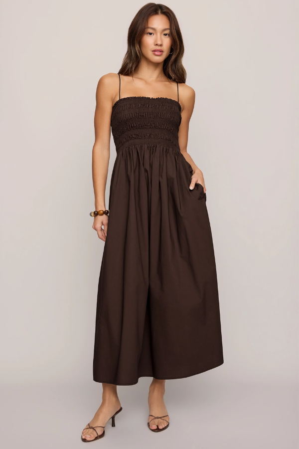 Cornelia Poplin Maxi Dress | Chocolate Cherry