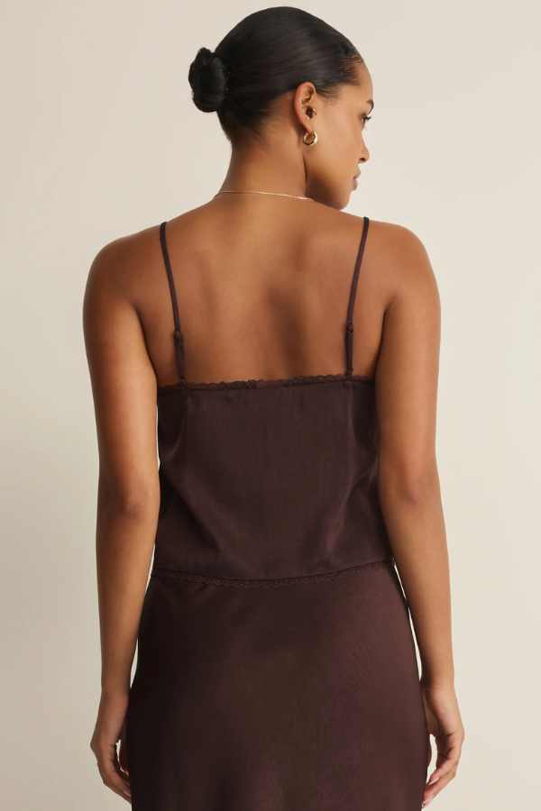 Viva Satin Tank | Chocolate Cherry