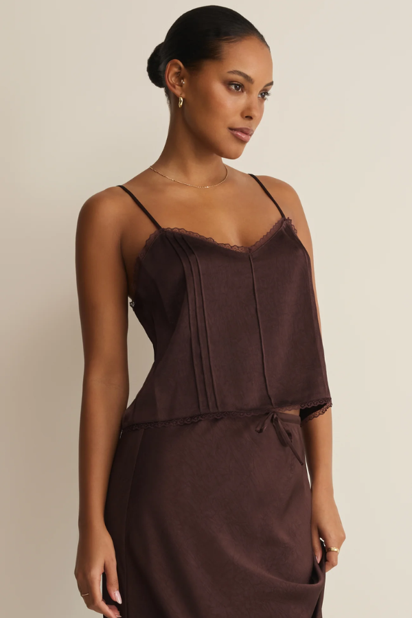 Viva Satin Tank | Chocolate Cherry