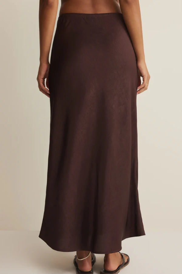 Viva Satin Midi Skirt | Chocolate Cherry