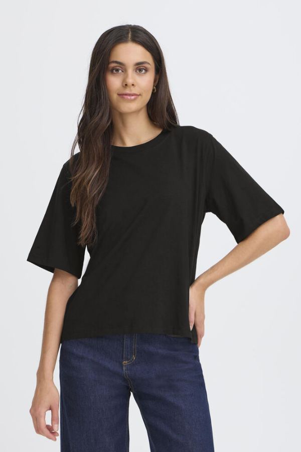 ZA Boxy Shoulder Tee | Black