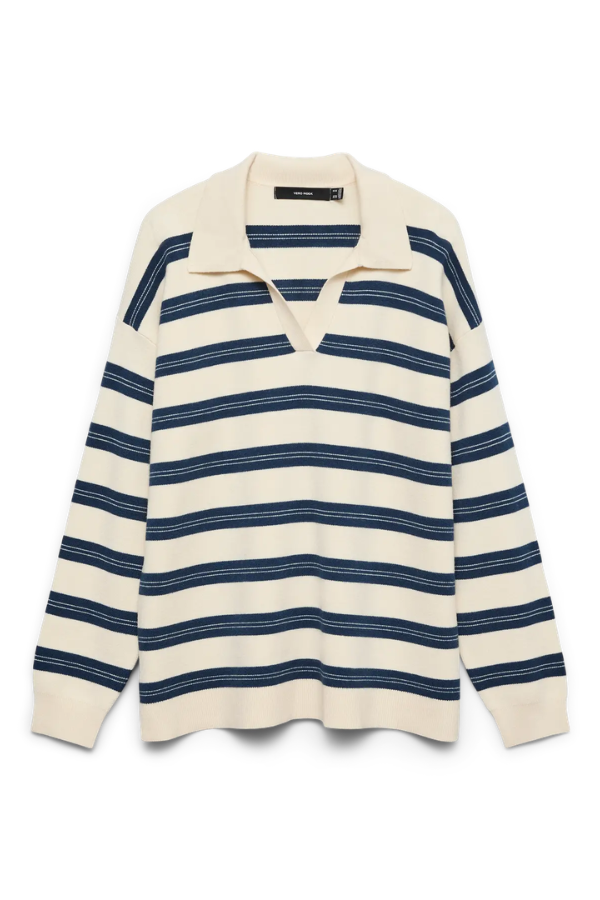 Navy Stripe Polo Pullover