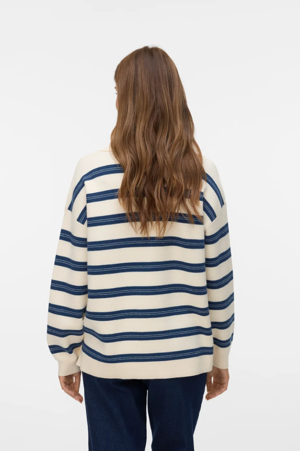 Navy Stripe Polo Pullover