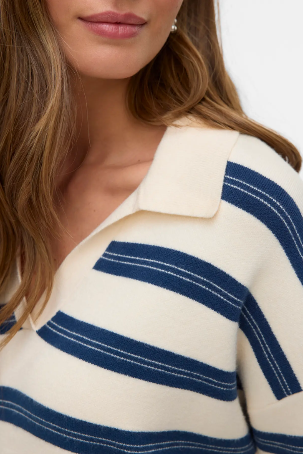 Navy Stripe Polo Pullover