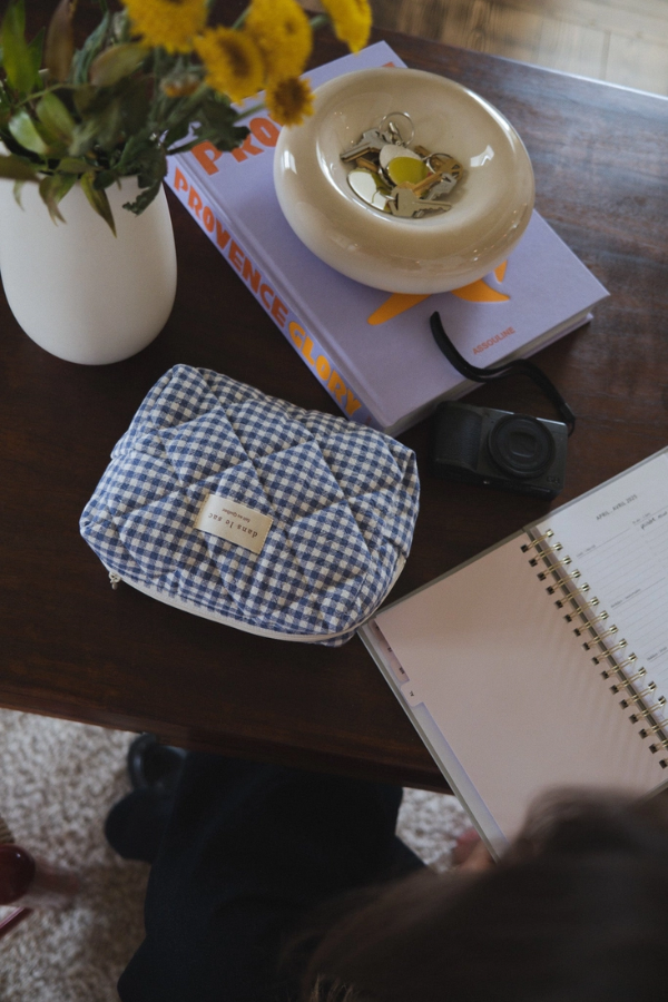 Organic Cotton Quilted Pouch | Gingham