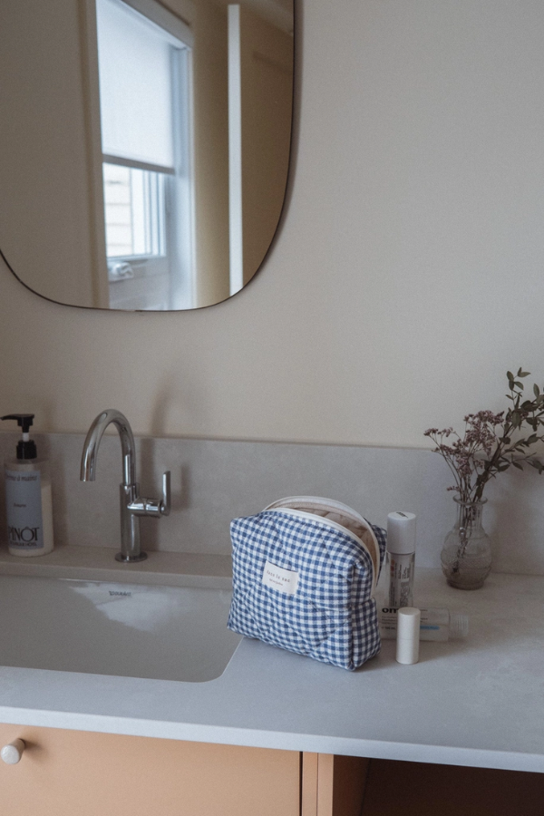 Organic Cotton Quilted Pouch | Gingham