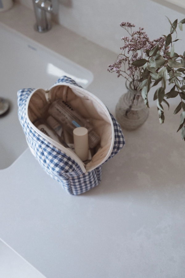 Organic Cotton Quilted Pouch | Gingham