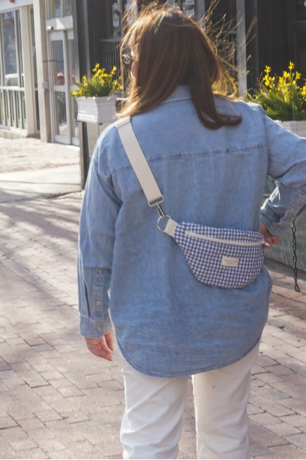 Cotton Quilted Belt Bag | Gingham