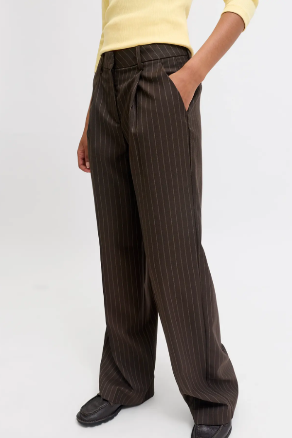 Ellis Wide Leg Trouser | Pinstripe