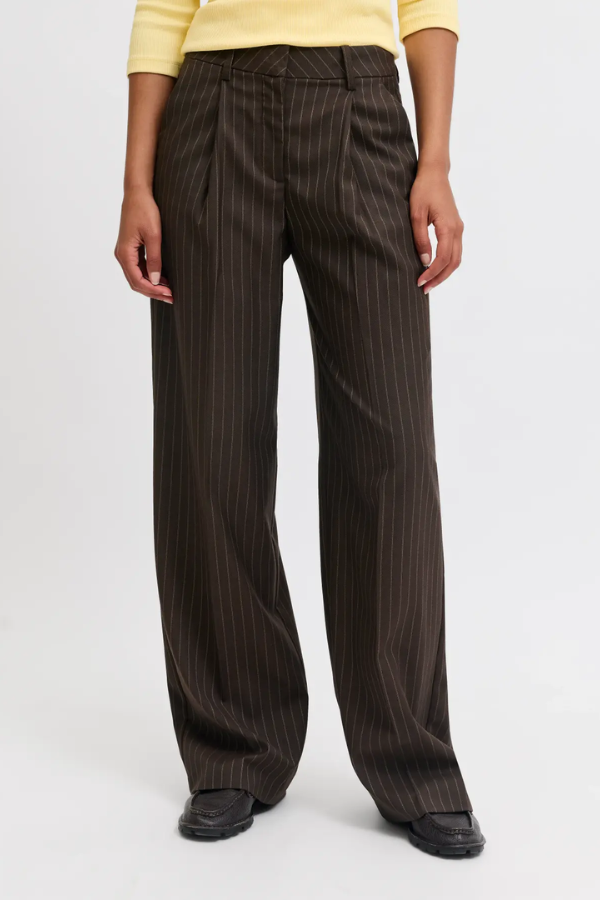 Ellis Wide Leg Trouser | Pinstripe