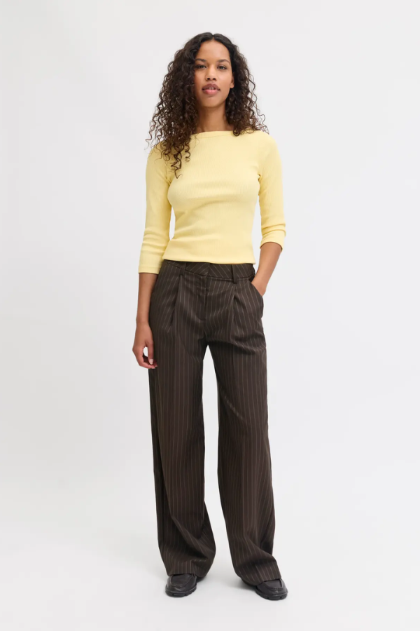 Ellis Wide Leg Trouser | Pinstripe