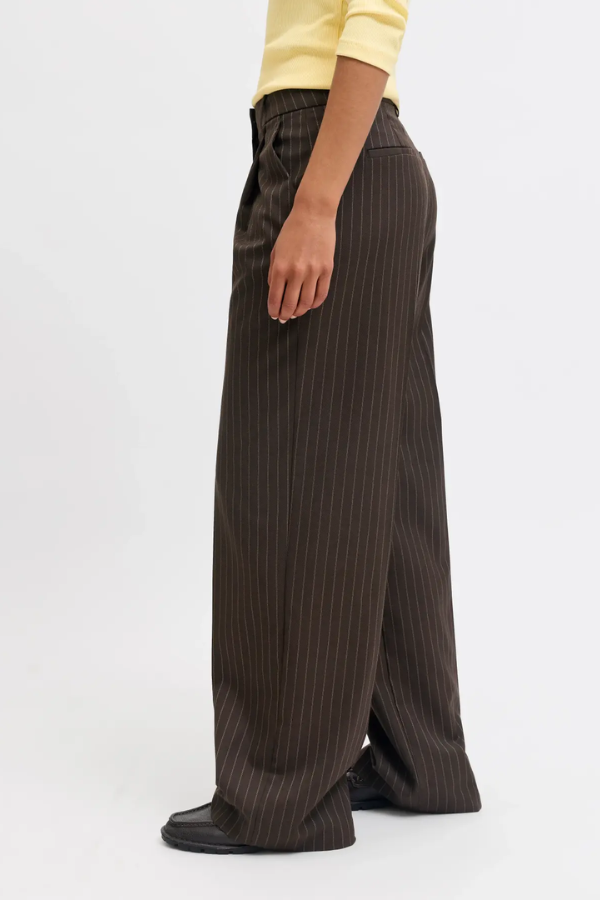 Ellis Wide Leg Trouser | Pinstripe