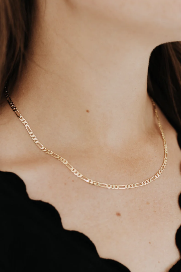 3mm Figaro Chain Necklace | 18k Gold Filled