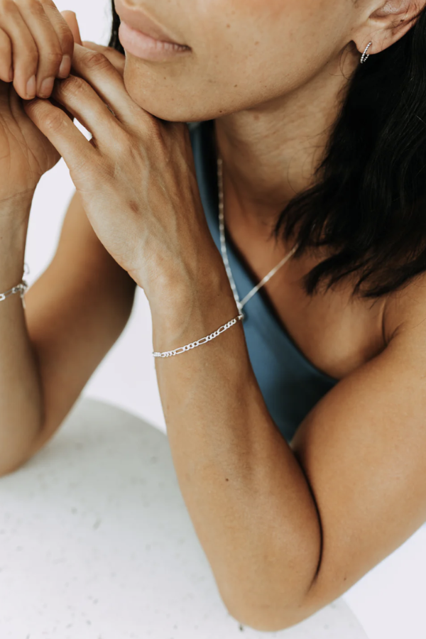 Sterling Silver Figaro Bracelet | 3mm Chain Bracelet