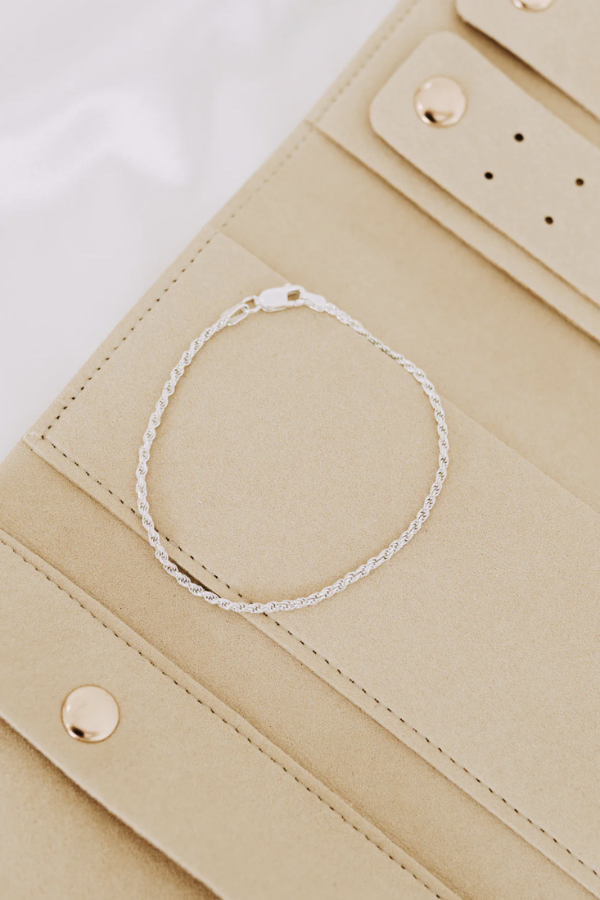 Sterling Silver Rope Bracelet | 925 Silver Twisted Chain Bracelet