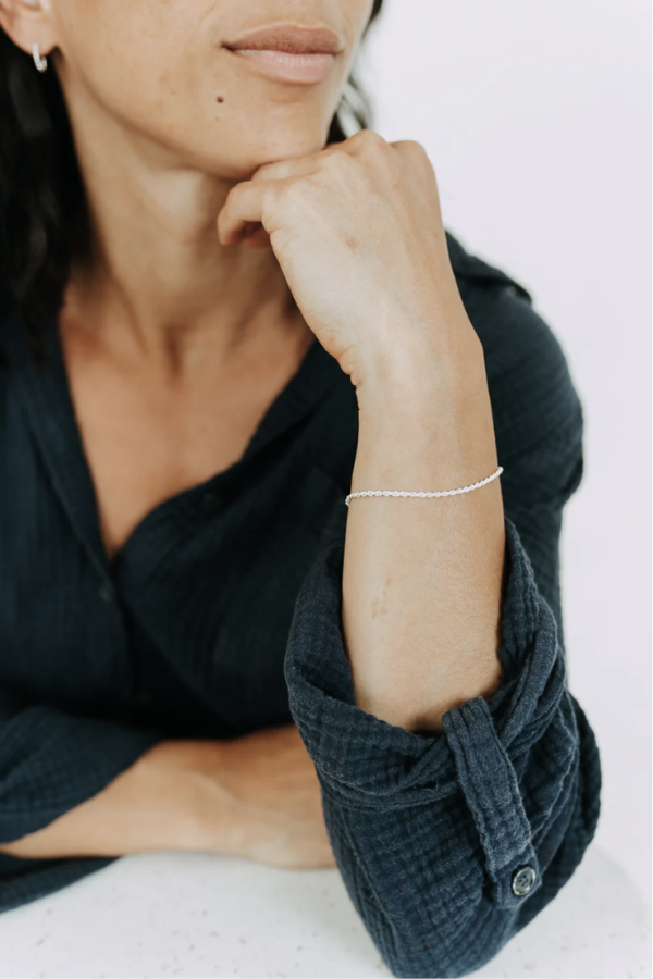 Sterling Silver Rope Bracelet | 925 Silver Twisted Chain Bracelet