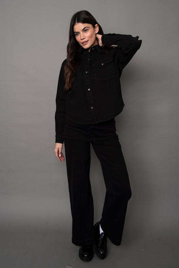 Hirana 5 Pocket Wide Leg Black Denim