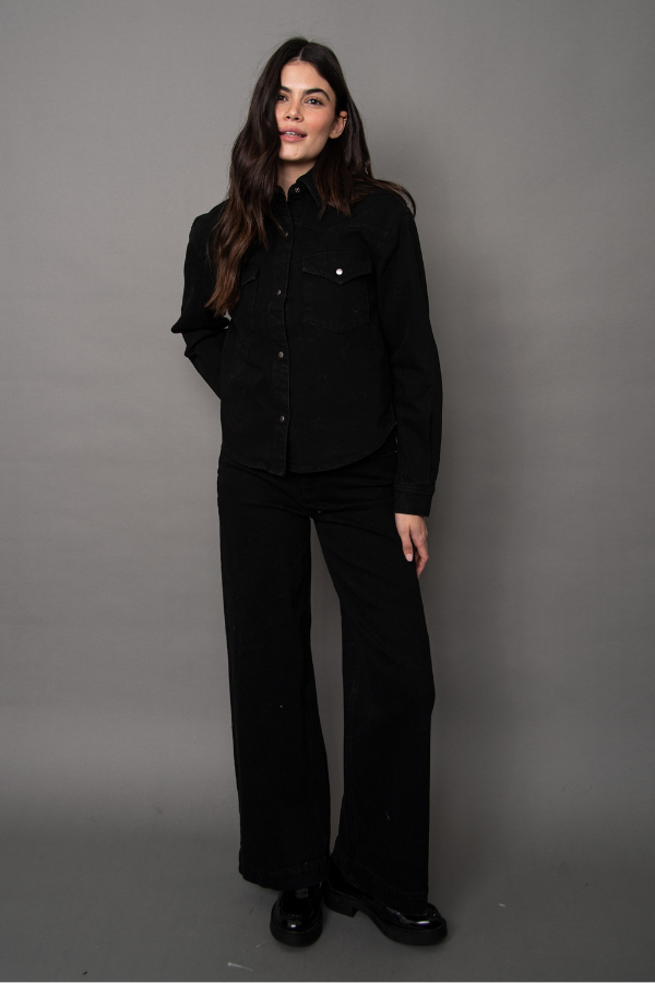 Hirana 5 Pocket Wide Leg Black Denim
