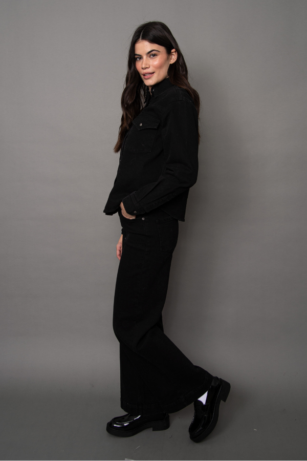 Hirana 5 Pocket Wide Leg Black Denim