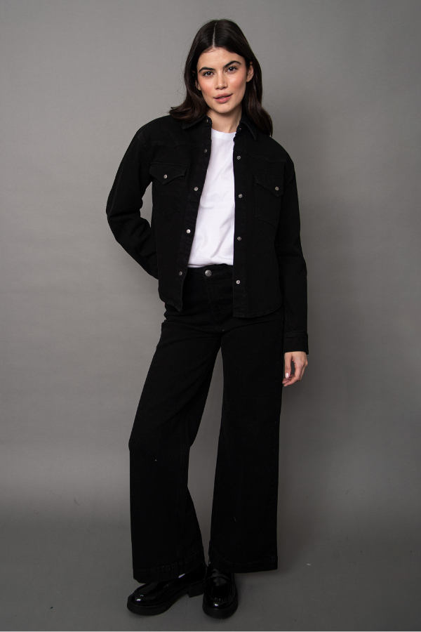 Hirana 5 Pocket Wide Leg Black Denim