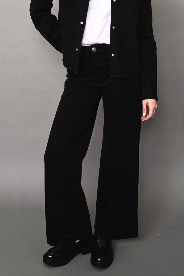 Hirana 5 Pocket Wide Leg Black Denim