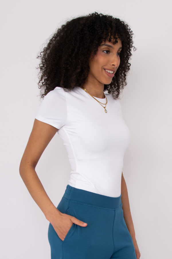 Roxi Second Skin Crewneck Tee | White